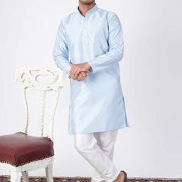 Aadi Shuddh Men Blue Kurtas-image-74