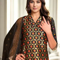 Anouk Women Regular Chanderi Silk Kurta with Trousers & With Dupatta-image-34