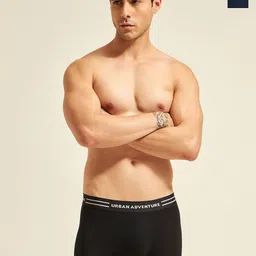 URBAN ADVENTURE Men Pack Of 2 Mid-Rise Moisture Wicking Trunks 2UAM-015(BLK-NVY)-34