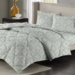 VAS COLLECTIONS Grey & Off White Floral Polycotton 4 Piece Double Extra Large Superfine Bedding Set-picture-26