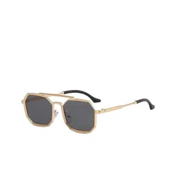 SPADEACES Unisex Aviator with UV Protected Lens Sunglasses GOLD BLACK HEXAGUN -41-picture-43