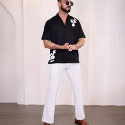 Eszett Floral Printed Cuban Collar Pure Cotton Shirt-image-63