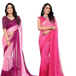 Moda Rapido Pack of 2 Striped Satin Saree-picture-42