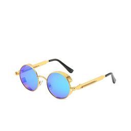 SPADEACES Unisex Blue Lens & Gold-Toned Round Sunglasses with-picture-35