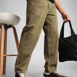 Beyoung Men Tinted Brown Over Dyed Baggy Fit Jeans-image-21