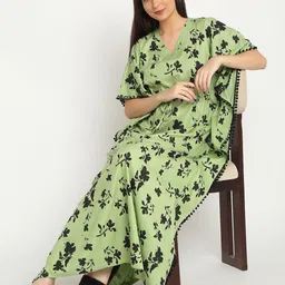 Sweet Dreams Floral Printed V-Neck Maxi Kaftan Nightdress-picture-45