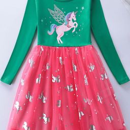 INCLUD Girls Round Neck Printed Fit & Flare Dress-image-41