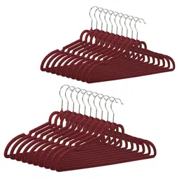 Kuber Industries Maroon 20 Pieces Velvet Cloth Hangers-53