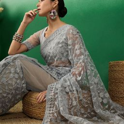 Sangria Embroidered Festive Net Saree-image-32