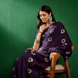 Sangria Ethnic Motifs Woven Design Sequined Banarasi Sarees-image-81