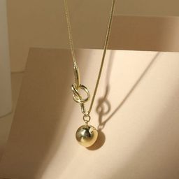 Cierra 18KT Gold-Plated Spherical Shaped Pendant With Chain-image-57