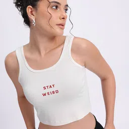 SZN Typography Print Bamboo spandex Tank Crop Top-image-82