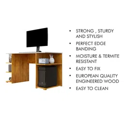 HEXA RED Brown Engineered Wood Study Table For Work From Home Students & Computer Table image 2