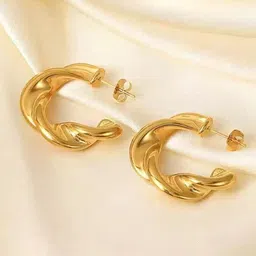 DKane Designs Gold-Plated Twisted Shaped Hoop Earrings-image-14
