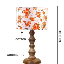 Aura White Printed Wood Traditional Cylindrical Shaped Table Lamp-19