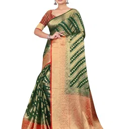 shree krishna fashion Ethnic Motifs Woven Design Zari Banarasi Saree-image-57