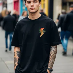 BENNY BROOKS Graphic Printed Round Neck Drop Shoulder Cotton Oversized T-shirt-picture-4
