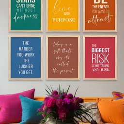 Kotart Brown & Yellow 6 Pieces Wooden Abstract Wall Arts-15
