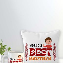 ARTBUG Stones-Studded & Beaded Rakhi With Roli Rice & Mug Cushion-image-36