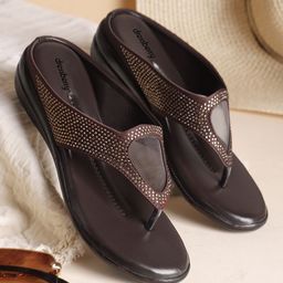 DressBerry Embellished Open Toe Wedge Sandals-3