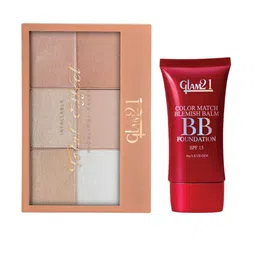GLAM21 Set Of 2 Total Effect Highlighter - 01 With Color Match Foundation - Light Medium-45