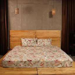 KANUSHI INDUSTRIES Green & Black Printed 210 TC Cotton King Bedsheet Set 2.41 m x 2.74 m-image-89