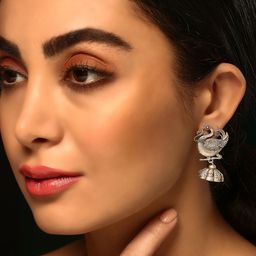 Priyaasi Silver Plated Oxidized Contemporary Drop Earrings-82