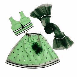 satyamfab Girls Embroidered Mirror Work Ready To Wear Lehenga With Blouse & Dupatta-55