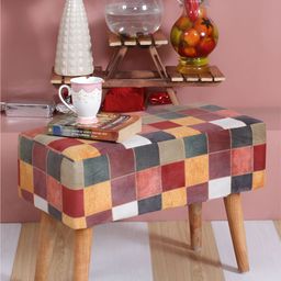 Shadowkart Brown & Green Printed Wooden Rectangle Shaped Ottomans-image-67