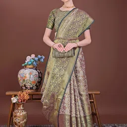 JUST FASHION Ethnic Motifs Zari Banarasi Saree-picture-27