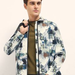 THE BEAR HOUSE Men Abstract Printed Lightweight Bomber Jacket-picture-8