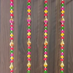 Sellplus 4 Pcs Pink & Green Pompom With Cone Hanging-image-90