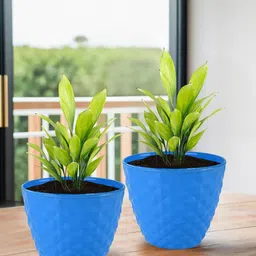 Kuber Industries Blue 6 Pieces Diamond Pattern Flower Pots For Garden-58