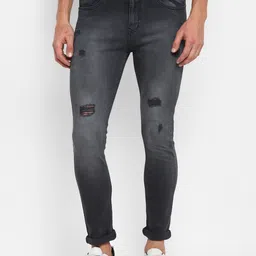 Routeen Men Grey Slim Fit Mildly Distressed Heavy Fade Stretchable Jeans-picture-41