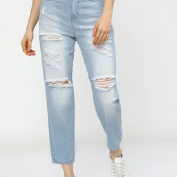 Tokyo Talkies Women Blue Highly Distressed Heavy Fade Stretchable Jeans-picture-40