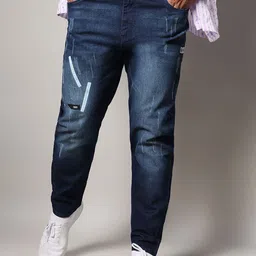 Instafab Plus Men Jean Mildly Distressed Relaxed Fit Light Fade Stretchable Cotton Jeans-image-32