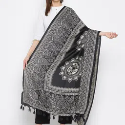 Clora Creation Black & White Printed Dupatta-55