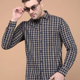 Crimsoune Club Men Classic Spread Collar Tartan Checked Cotton Casual Shirt-picture-26