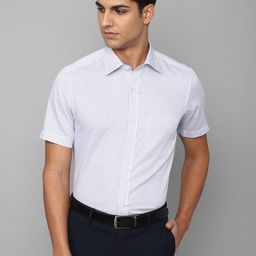 Louis Philippe Men White & Grey Striped Cotton Formal Shirt-image-66