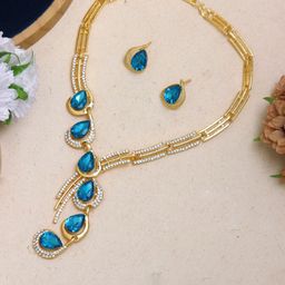 Atasi International Gold-Plated Crystals & American Diamond Studded Jewellery Set-image-96