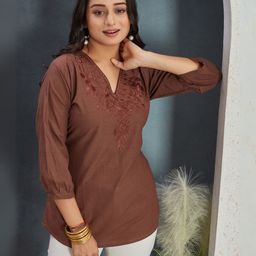 CORSICA Women Solid Embroidered Cotton Top-picture-14
