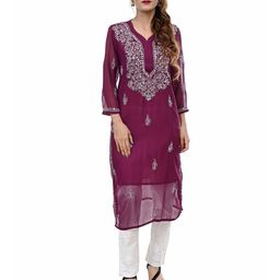 BEAUTY CHIKAN HANDICRAFTS Women Embroidered Straight Kurta With Inner-image-87