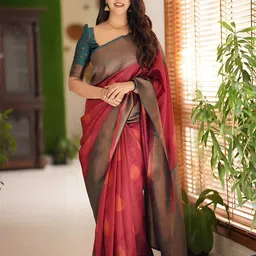 Anouk Floral Printed Zari woven design Kanjeevaram Saree-image-14