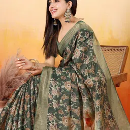 DIVASTRI Floral Printed Zari Banarasi Saree-image-52