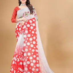 Anouk Polka Dot Linen Blend Saree-image-55