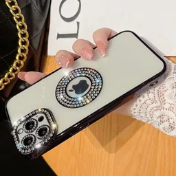 LuxuryKase Black Embellished LK030 iPhone 15 Pro Max Logo Hole Phone Case-image-6
