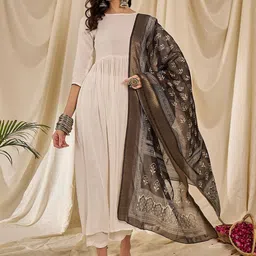 InWeave Women Regular Kurta with Palazzos & With Dupatta-image-62