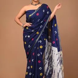 Moda Rapido Tie and Dye Zari Pure Cotton Handloom Ikat Saree-picture-46