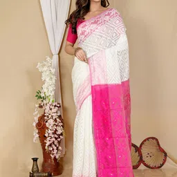 DipDiya Women Woven Design Jamdani Saree-46