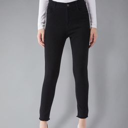 DressBerry Women Black Slim Fit High-Rise Dark Shade Clean Look Stretchable Jeans-image-47